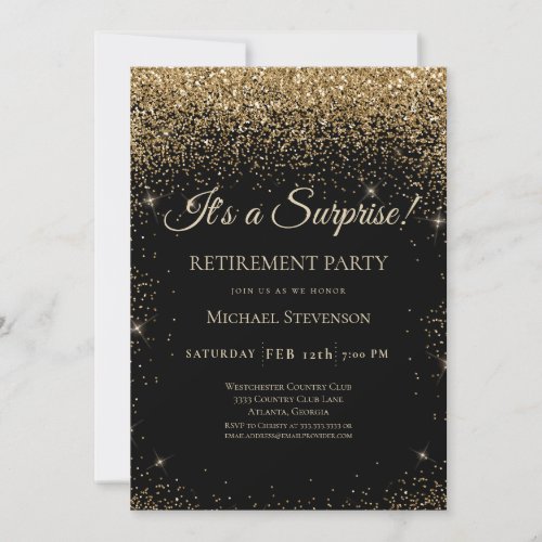 Elegant Black Gold Surprise Retirement Party