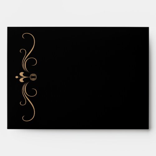 Elegant Black  Gold Swirl Envelopes