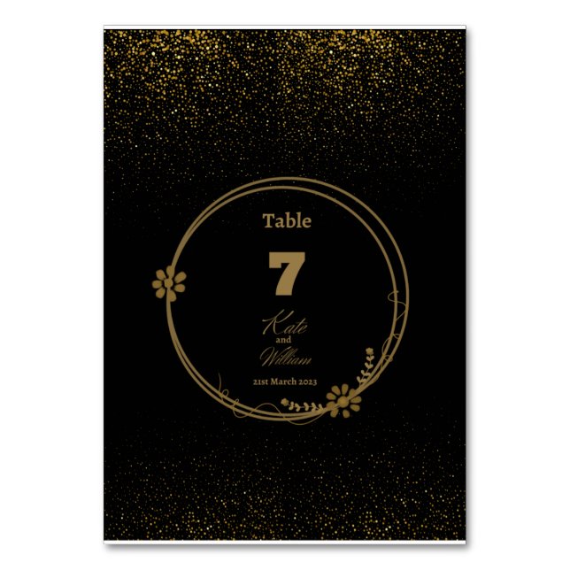 Elegant Black & Gold Table Card (Front)