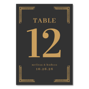 Elegant Black Gold Table Number