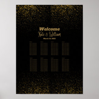 Elegant Black & Gold Table Seating Arrangement Poster