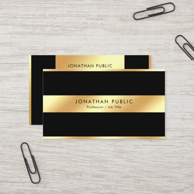 Elegant Black & Gold Template Professional Modern Business Card (Front/Back In Situ)
