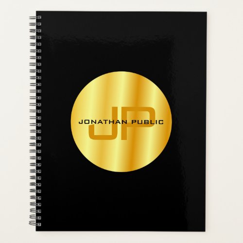 Elegant Black Gold Template Trendy Monogram Planner