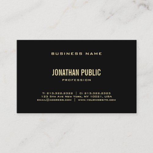 Elegant Black Gold Text Font Modern Plain Luxury Business Card
