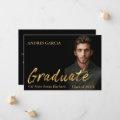 Elegant Black Gold Text Overlay Graduate Photo Announcement | Zazzle