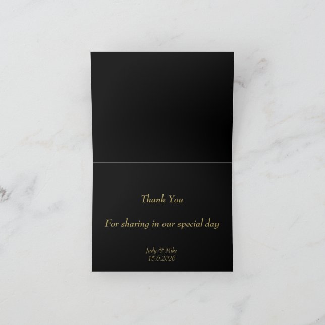 Elegant Black & Gold Than You card (Inside)