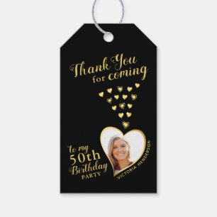 Elegant Black Gold Thank You 50th Birthday Favor Gift Tags
