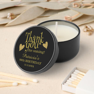 Elegant Black & Gold Thank You 90th Birthday Party Mini Candle Favors