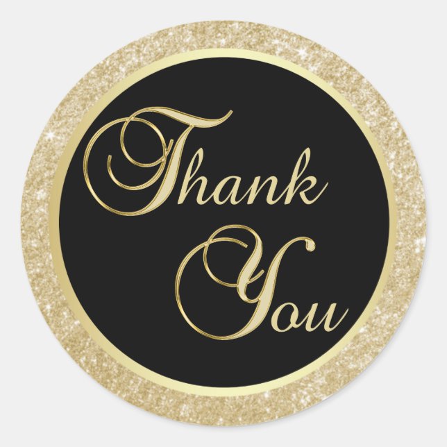 Elegant Black Gold Thank You Envelope Seals (Front)