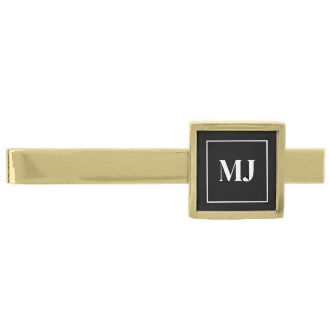 Elegant Black & Gold Tie Bar (Front)