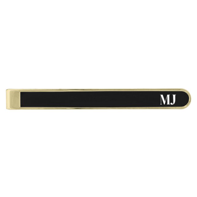 Elegant Black & Gold Tie Bar (Front)