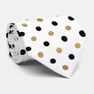 elegant black gold tiled polka dot pattern  neck tie