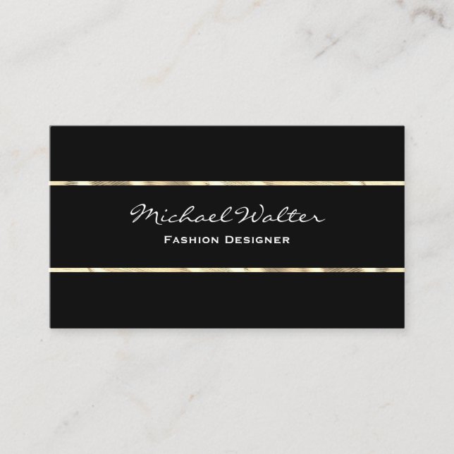 Elegant Black Gold Trim Business Card (Front)