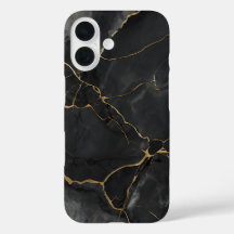 Elegant Black Gold Veins Marble Phone Case