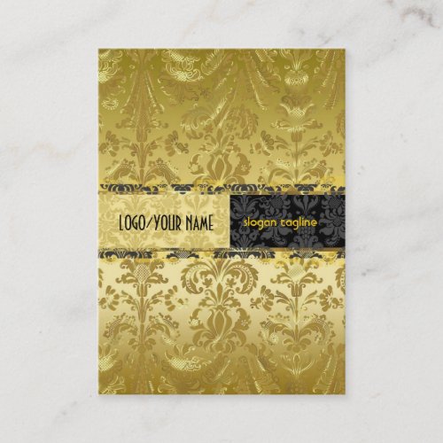 Elegant Black &amp; Gold Vintage Floral Damasks 2 Business Card Templates