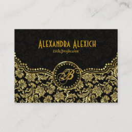 Elegant Black &amp; Gold  Vintage Floral Damasks Business Card
