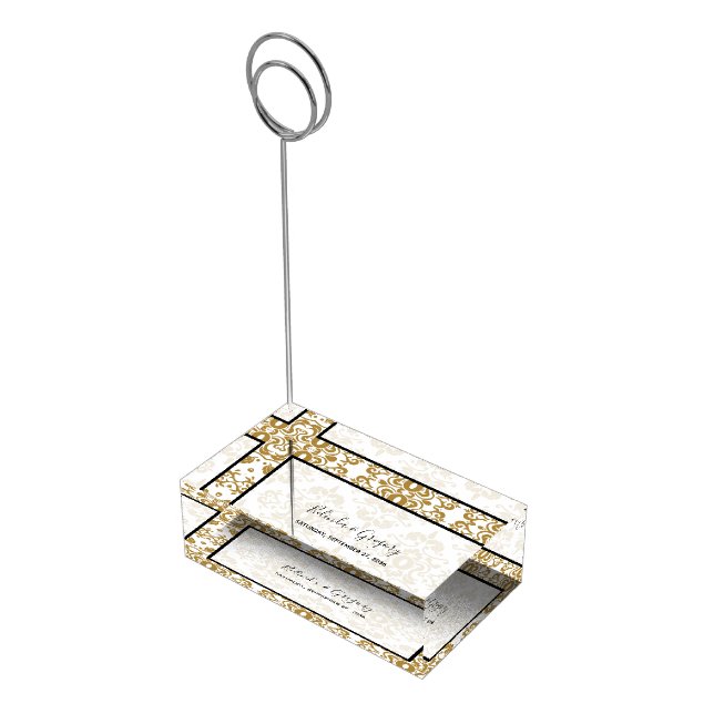 Elegant Black Gold Vintage Table Number Place Card Holder (Corner)