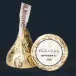 Elegant Black Gold Vintage Wedding  Hershey®'s Kisses®<br><div class="desc">This design features an elegant gold vintage pattern. The black text is framed with a black border and opaque white background. The damask gold pattern sits elegantly in the background. The combination of the black and gold colors creates a sophisticated, trendy and chic style. Elegant wedding chocolate favor design with...</div>