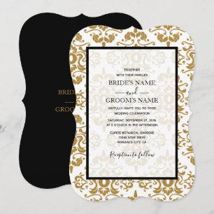 Elegant Black Gold Vintage Wedding Invitations
