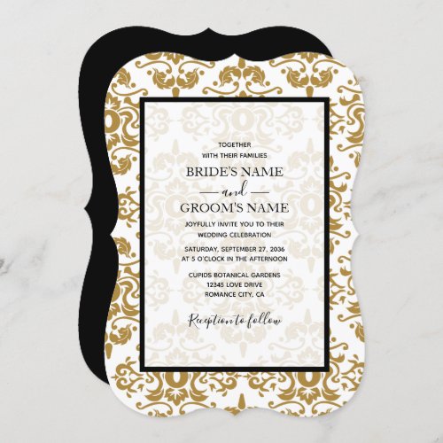 Elegant Black Gold Vintage Wedding Invitations