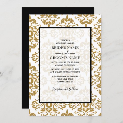 Elegant Black Gold Vintage Wedding Invitations