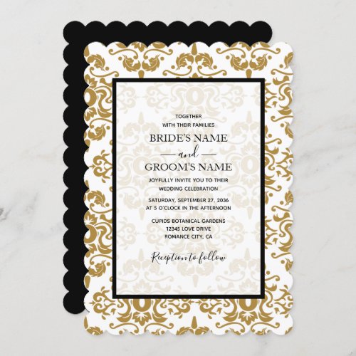 Elegant Black Gold Vintage Wedding Invitations