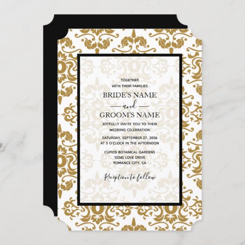 Elegant Black Gold Vintage Wedding Invitations