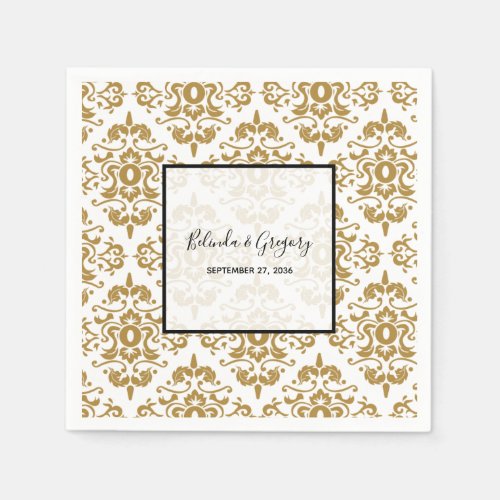 Elegant Black Gold Vintage Wedding Napkins