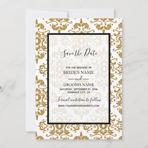 Elegant Black Gold Vintage Wedding Save The Date