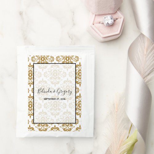 Elegant Black Gold Vintage Wedding  Tea Bag Drink Mix