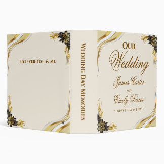 Elegant Black & Gold Wedding 3 Ring Binder