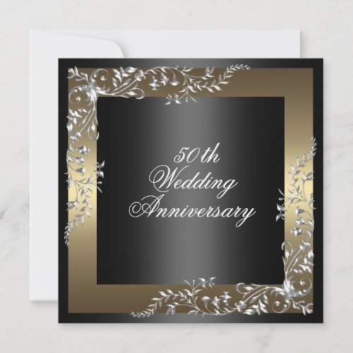 Elegant Black/Gold wedding anniversary Invitation