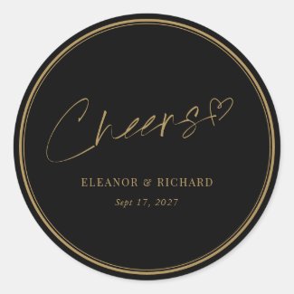 Elegant Black & Gold Wedding Cheers Hand Lettering