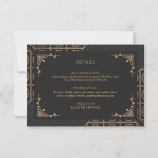 Elegant Black Gold Wedding Details Card
