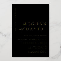 Elegant Black Gold Wedding Foil Invitation