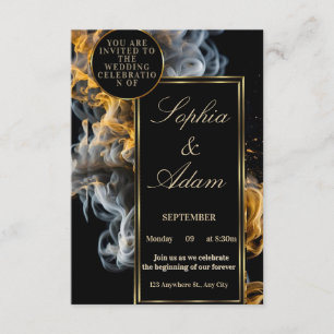 Elegant Black & Gold Wedding Invitation
