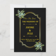Elegant Black Gold Wedding Invitation