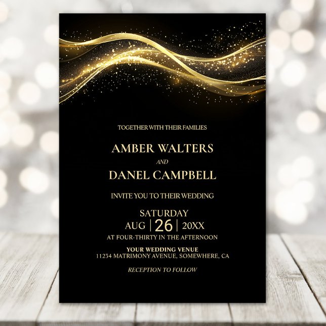 Elegant Black Gold Wedding Invitation (Creator Uploaded)
