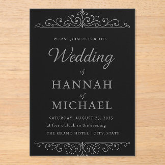Elegant Black & Gold Wedding Invitation | Classic 