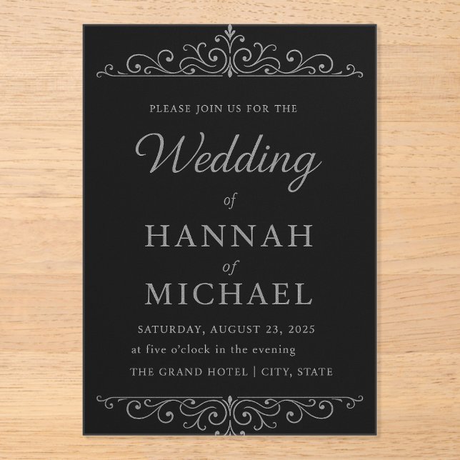Elegant Black & Gold Wedding Invitation | Classic  (Front)