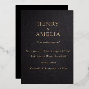 Elegant Black & Gold Wedding Invitation Foil Invitation