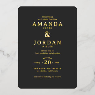 Elegant Black Gold Wedding Invitation Foil Invitation