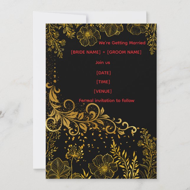 Elegant Black & Gold Wedding Invitation | Luxury  (Front)