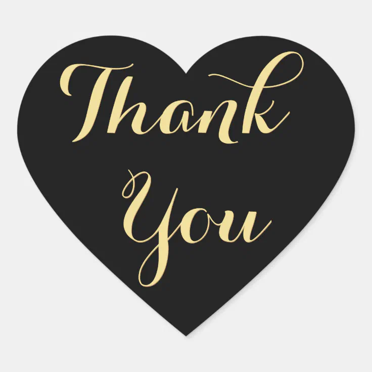 Elegant Black Gold Wedding Party Favors Thank You Heart Sticker Zazzle