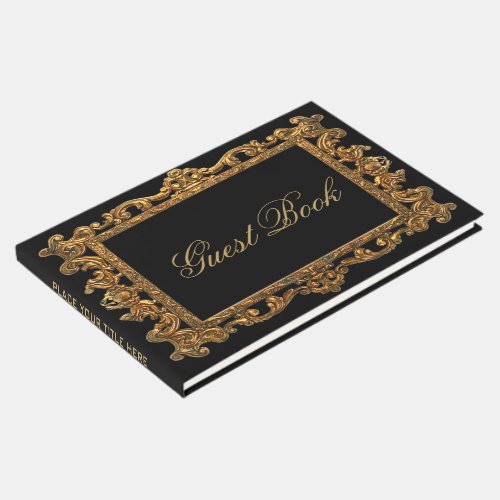 Elegant Black Gold Wedding Party Guest Book