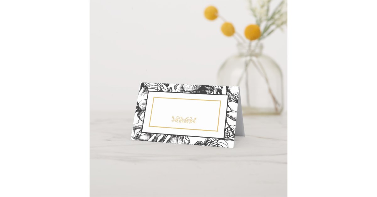 Elegant Black & Gold Wedding Party Place Cards | Zazzle