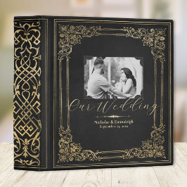Elegant Black Gold Wedding Photo Album 3 Ring Binder