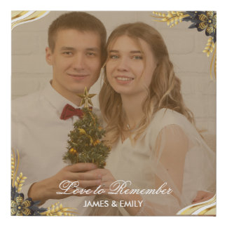 Elegant Black & Gold Wedding photo Faux Canvas Print