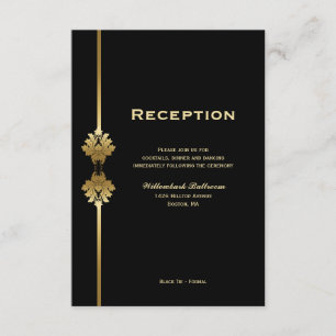 Elegant Black Gold Wedding Reception Enclosure Card
