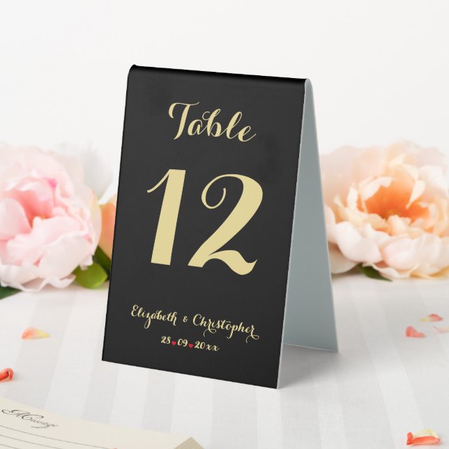 Elegant Black Gold Wedding Reception Table Number Tent (In SItu (Wedding))